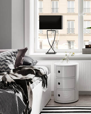 Omega bordslampa H69 cm svartkrom/svart