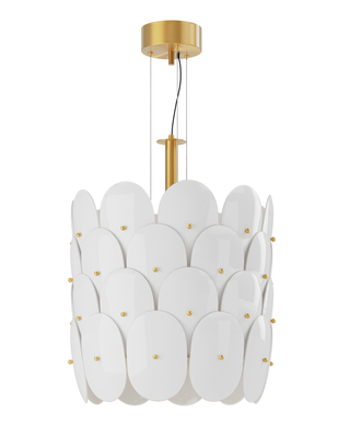 Omlott taklampa Ø50 cm mässing/vit