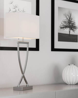 Omega bordslampa H52 cm krom/vit
