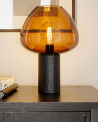 Cozy bordslampa svart/konjak