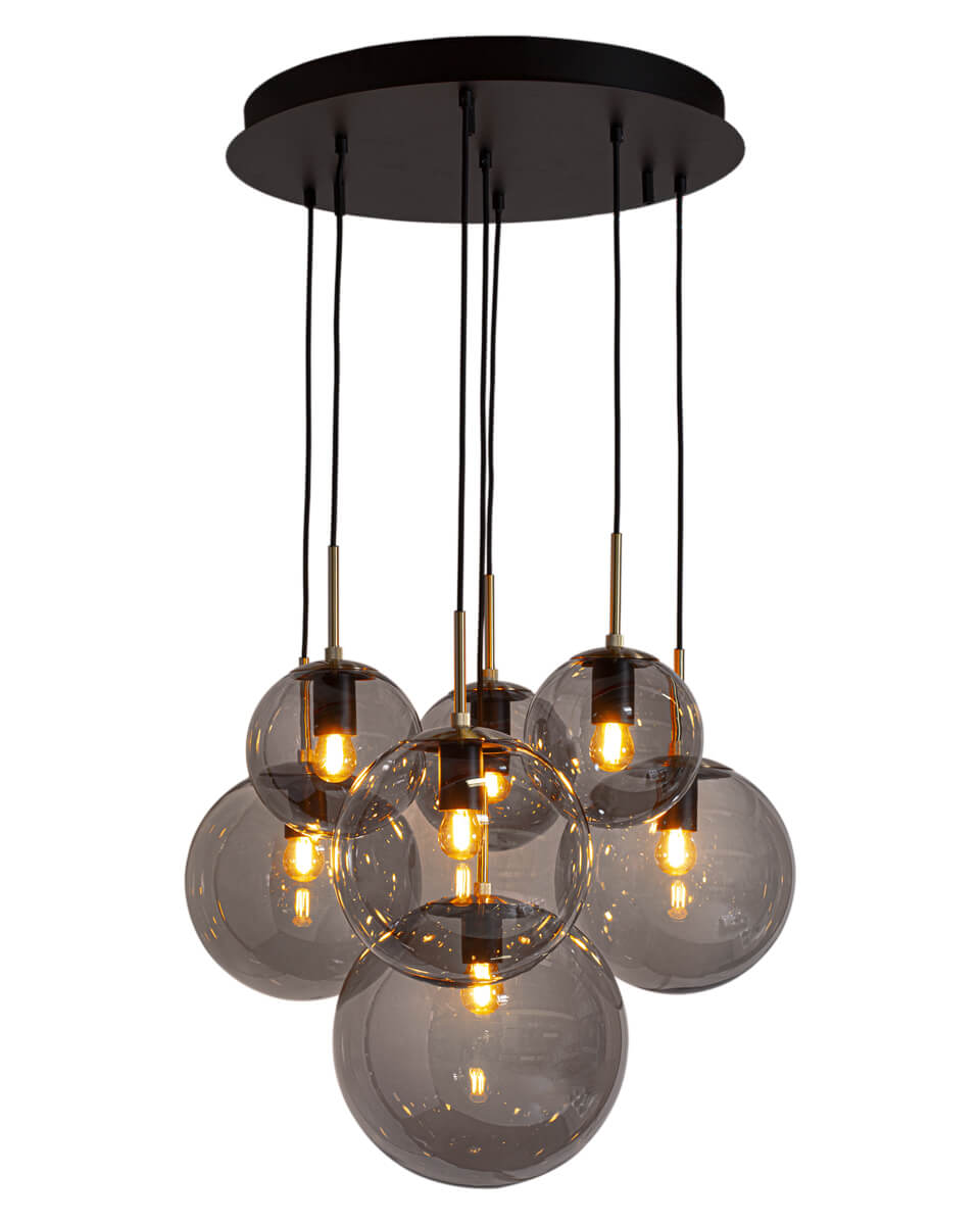 Laura taklampa Ø53 cm svart/rökgrå glas