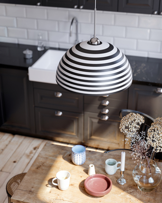Stripe taklampa Ø45 cm svart/vit