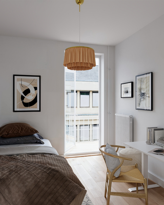 Ophelia taklampe Ø40 cm messing/beige