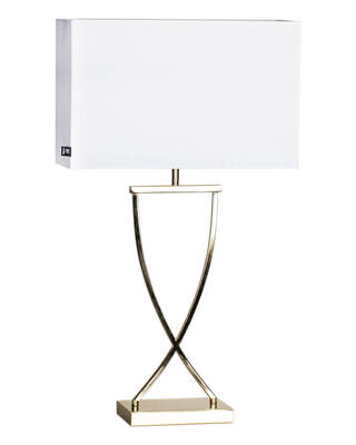 Omega bordslampa H69 cm mässing/vit