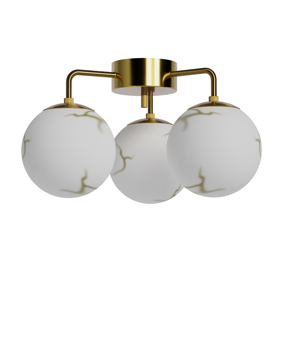 Bellagio plafond 3-lite mässing/vit