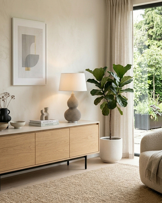 Lofty bordslampa H55 cm satin/vit skärm