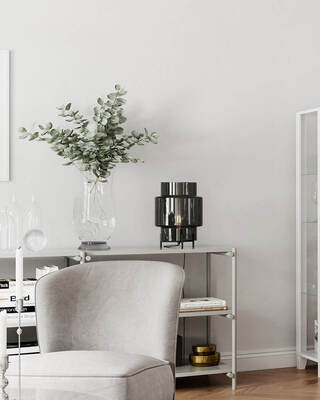 Ebbot bordlampe H37cm røyk grå