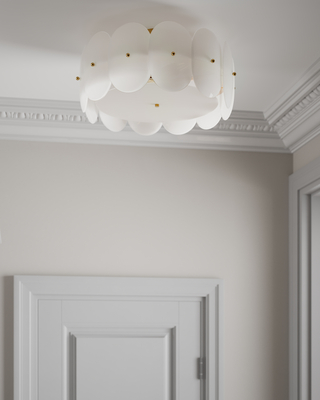 Omlott plafond Ø53 cm mässing/vit