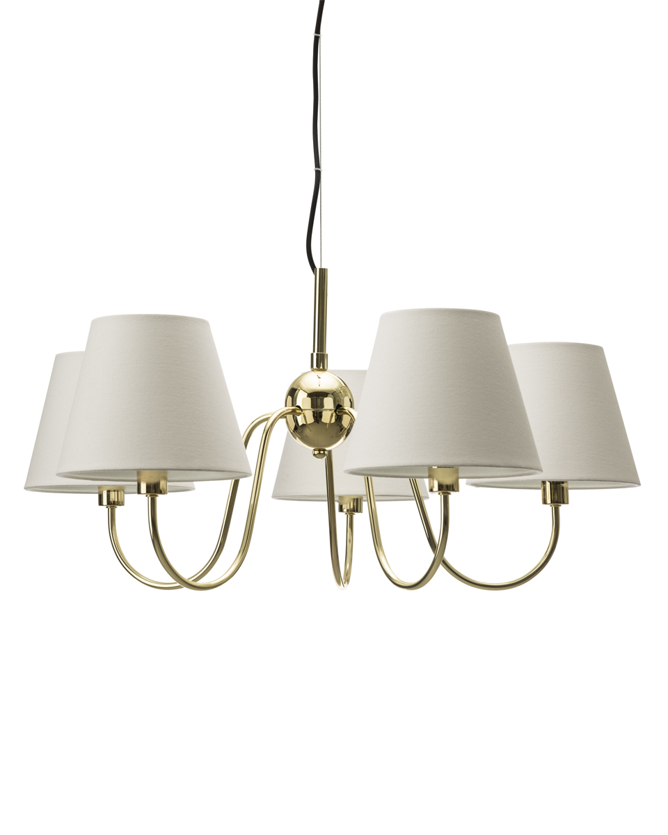 Lynx taklampa Ø75 cm mässing/vit