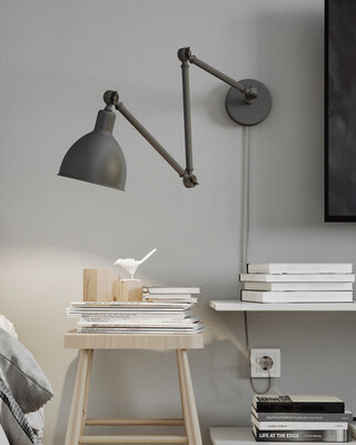 Bazar vägglampa l61.5-122.cm sandgrå