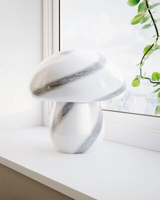 Mira Mushroom bordslampa H30 cm vit/svart