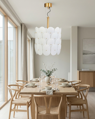Omlott taklampa Ø50 cm mässing/vit