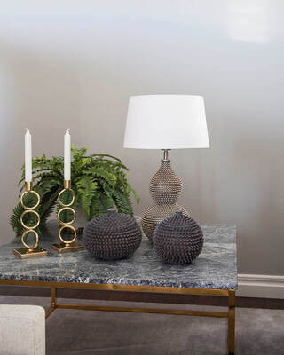 Lofty bordslampa H55 cm satin/vit skärm