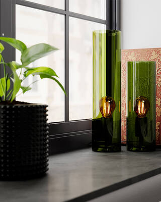 Flake bordlampe H30 cm  grønn