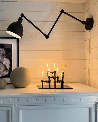 Bazar vegglampe L: l61.5-122.cm sort